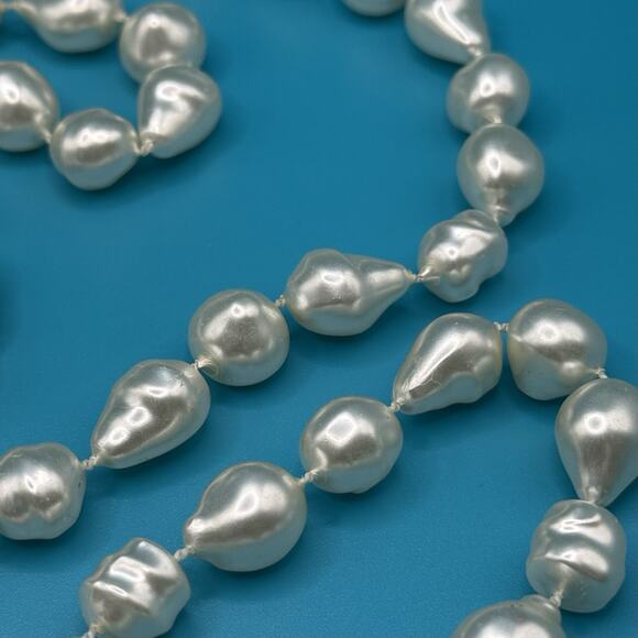 Vintage Baroque Faux Pearl Necklace Knotted Flapper 57” - Picture 4 of 7